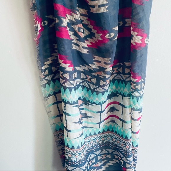 Multi Color Aztec Print Scarf Accessory 40 inch by 40 inch - Picture 3 of 5